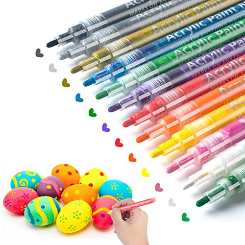 Snagshout  Acrylic Paint Markers Fine Tip, Paint Pens for Rock Painting,  Stone, Ceramic, Glass, Wood, Canvas, Kids Arts and Crafts Painting. Acrylic  Paint Set of 12 Colors