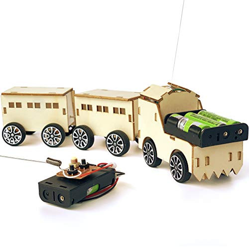Electric Motor DIY Experiment for Kids Teens and Adults Pica Toys Wooden Wireless Remote Control Small Train Robotics Creative Engineering Circuit Science Stem Building Kit 