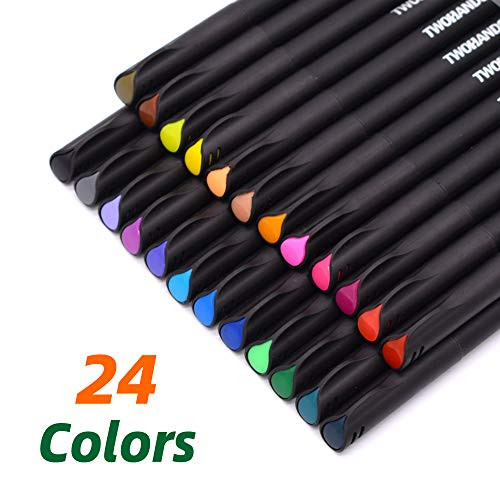 Snagshout  TWOHANDS Note Taking Pens,Fine Point,Journal Planner  Pens,Fineliner Ink Pens,Fine Tip Markers for Writing Coloring Drawing,  Office School Teacher Student Pen,24 Colors