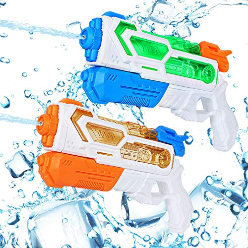 Auney Water Guns for Kids Long Shooting Range Water Fighting Play Toys for Boys Girls Children Summer Swimming Pool Beach Sand Outdoor 2 Pack Squirt Guns Water Toy Blaster