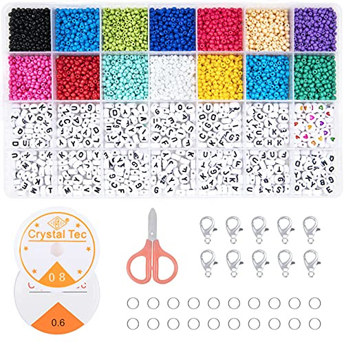 Snagshout  Bracelet Beads for Jewelry Making, 5060pcs Glass Seed Beads Letter  Beads for Bracelets Making, Necklace Beading Kit for DIY, Small Bead Set  for Cute Ring Earring Craft Decorations