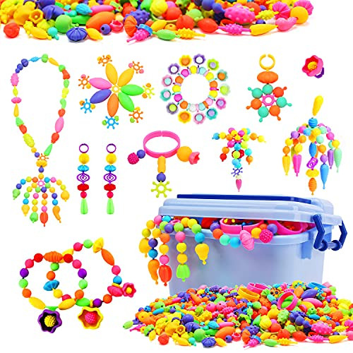 Snagshout  50%off Snap Pop Beads for Girls, 580 PCS Kids Jewelry Making Kit  Pop-Bead Art and Craft Kits DIY Bracelets Necklace and Rings Creativity Toy  for 3, 4, 5, 6, 7, 8 Year Old Girls