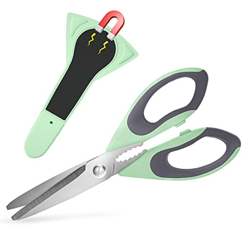 Snagshout  Ultra Sharp Kitchen Scissors with Magnetic Holder, Heavy Duty  Kitchen Shears Meat Scissors, Multifunctional Stainless Steel Cooking  Poultry Scissors for Household School Picnic(Green)