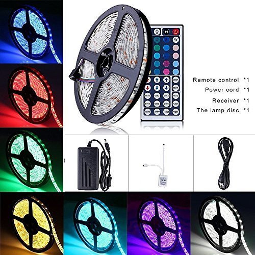 thumbnail image 2 of 32.8ft RGB 5050 Flexible LED Strip Lights Kit - 44 Key Remote, 12V DC Power Supply, IP65 Waterproof 2 of 5