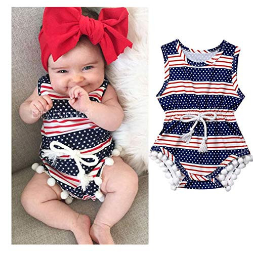 4th of July Baby Boy Girl Bodysuit Outfit American Flag Romper Jumpsuit Infant Kids Patriotic Clothing 