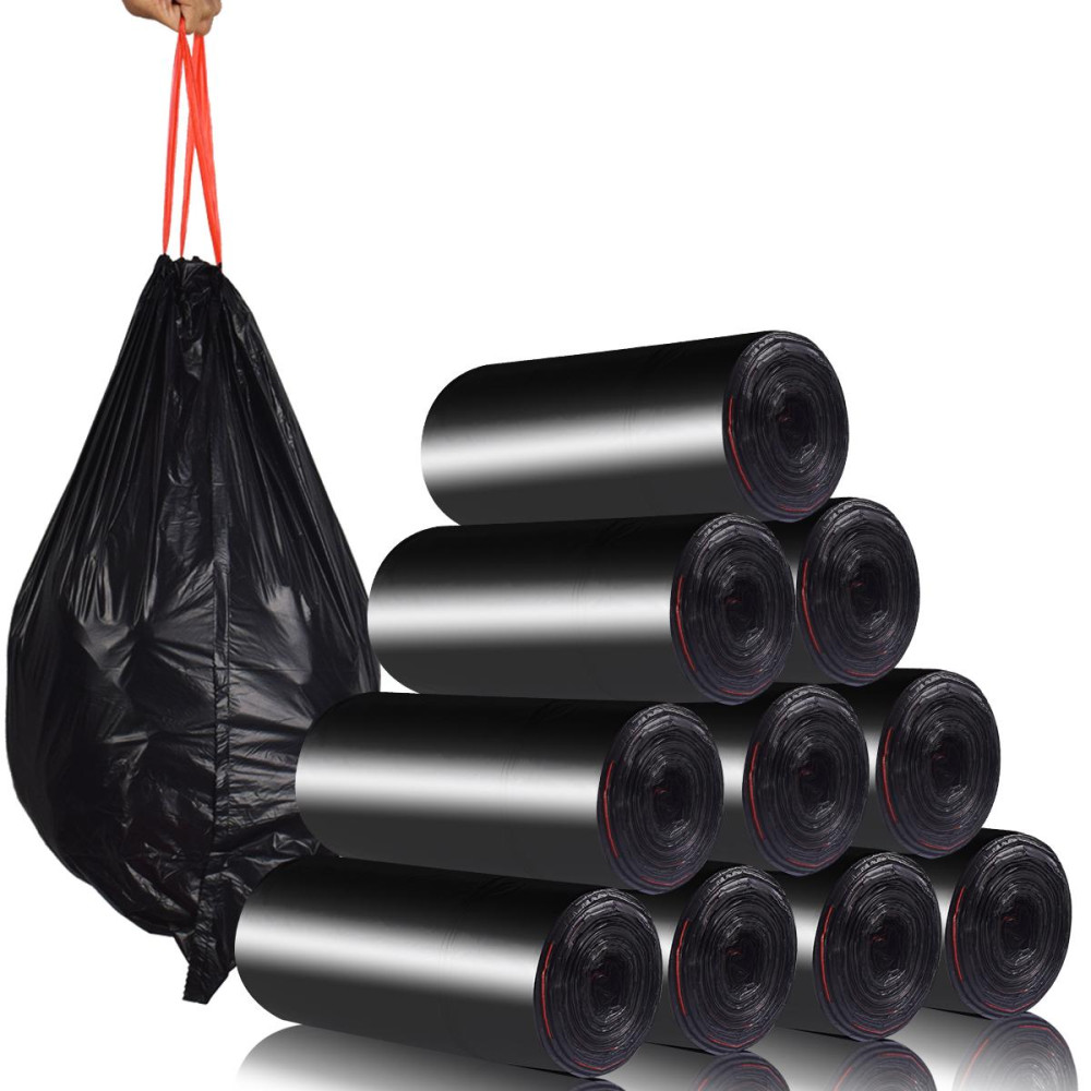 Trash Bag Drawstring Garbage Bags-Coocn Thicker Heavy Bathroom Trash can Liners for Bedroom Home Kitchen 50 Counts ,4-6 Gallon