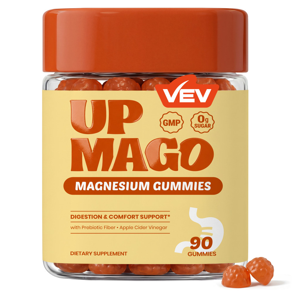 VEV Magnesium Citrate Gummies – with Prebiotic Fiber, Apple Cider Vinegar & Magnesium Citrate – Magnesium Supplement for Women and Men – Vegan Gummies – 45 Servings