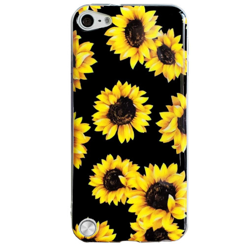 iPod Touch 6th Generation J.west Case for New iPod Touch 7 iPod Touch 5 Vintage Floral Cute Yellow Sunflowers Clear Soft Cover for Girls/Women Flex Silicone Slim Pattern Design Drop Protective Case 