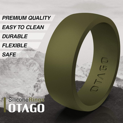 OTAGO Silicone Rings Wedding Bands for Men 8 Colorful Rings Soft and Safe for Sports Housework Comfortable Fit Fashion Adorable Wedding Ring
