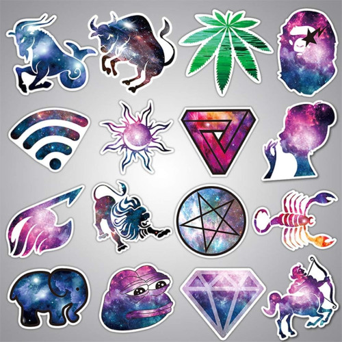 50Pcs Harajuku Style decals Northern Lights Starry Sky Stickers Car Motorcycle Bicycle Luggage Helmet Graffiti Patches Skateboard Mac Stickers Harajuku Cool Stickers For Laptop