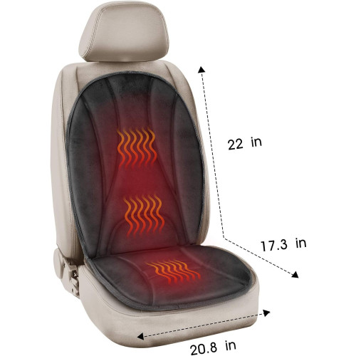 COMFIER Heated Car Seat Cushion 3 Fast Heating Pads with Auto Shut Off Adjustable 2 Heat Levels Car seat Warmer Seat Heater Seat w12V Universal