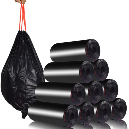 Trash Bag Drawstring Garbage Bags-Coocn Thicker Heavy Bathroom Trash can Liners for Bedroom Home Kitchen 50 Counts ,4-6 Gallon