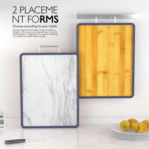Snagshout  Double Sided Cutting Boards for Kitchen - Large Bamboo and Plastic  Cutting Board, Dishwasher Safe Chopping Board, Reversible used for Meat,  Veggies, Fruits, Easy Grip Handle, Non-Slip (BPA FREE)
