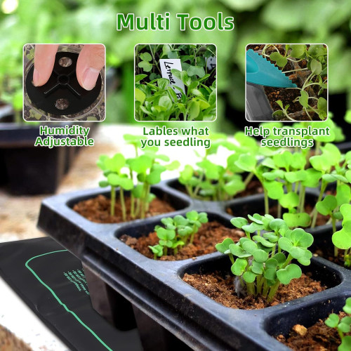 Snagshout  $12.5 Seed Starter Tray, 40 Cells Seed Starter Kit with  Seedling Heat Mat, Germination Tray with Humidity Control Domes, Cloning  Kit, Propagation and Germination Station, Heat Mat for Plants Starter Kit