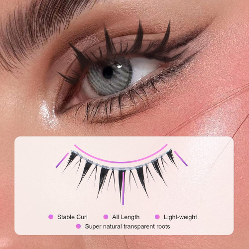 Manga Lashes Natural Look Japanese Anime Lashes Korean Asian Wispy Spiky  Lashes with Clear Band Short Fake Eyelash 10 Pairs Pack by outopen in  Kuwait  Whizz
