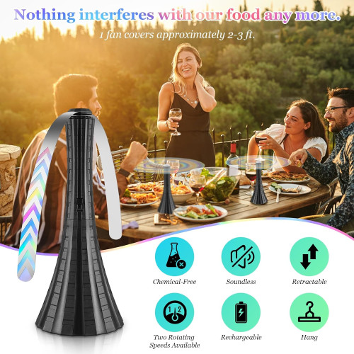 3 Ventilateurs Anti-mouches De Table Rechargeables USB - Design Holographique, Silencieux, Pour Intérieur/extérieur