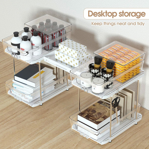 Snagshout  2 Pack Adjustable Height Under Sink Organizers and