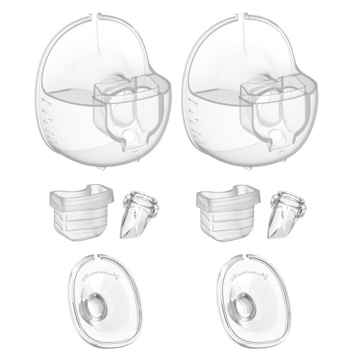 Breast Pump Parts Flange Shield 24mm Duckbill Valve Silicone Diaphragm Milk Collector Cup Set Overall Replacement Accessories Compatible with MOMMED Mumgaroo MISSAA S18 S21, 2 Packs 8 Pcs