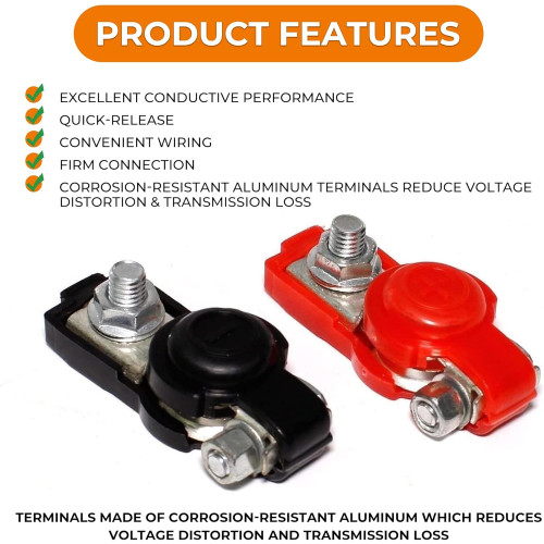 thumbnail image 2 of LotFancy Heavy Duty Battery Terminal Quick Connectors – Top Post Clamps For 1/0 AWG Cable 2 of 5