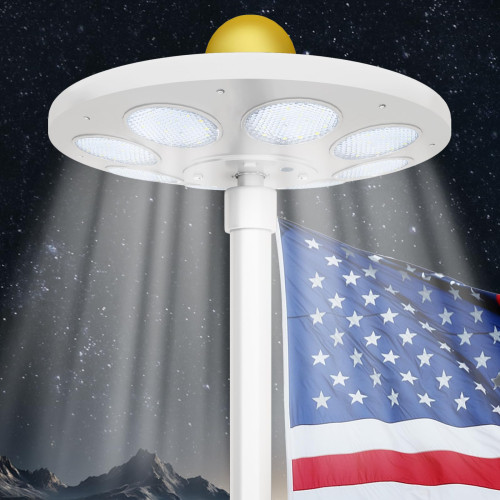 Solar Powered Flag Pole Light, 136 LED Bulbs, Automatic On/Off (White) Photo