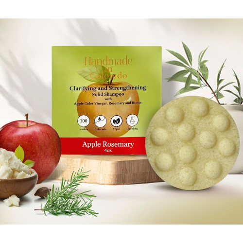 Apple Cider Vinegar Shampoo bar for clarifying and building - sulfate free - rosemary oil, shea butter - biotin - castor oil Large 4 oz. bar - Plant based - zero waste