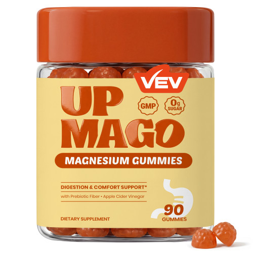 VEV Magnesium Citrate Gummies – with Prebiotic Fiber, Apple Cider Vinegar & Magnesium Citrate – Magnesium Supplement for Women and Men – Vegan Gummies – 45 Servings
