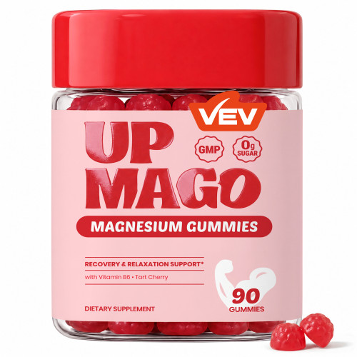VEV UPMAGO Post-Activity Magnesium Gummies – 90 Count – with Magnesium Taurate, Malate & Bisglycinate, Tart Cherry Extract & Vitamin B6