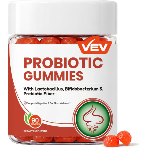 VEV Probiotic Gummies, 5B CFU per Serving, 90 Count | Dietary Supplement, Vegan Gummies, Pineapple Flavor