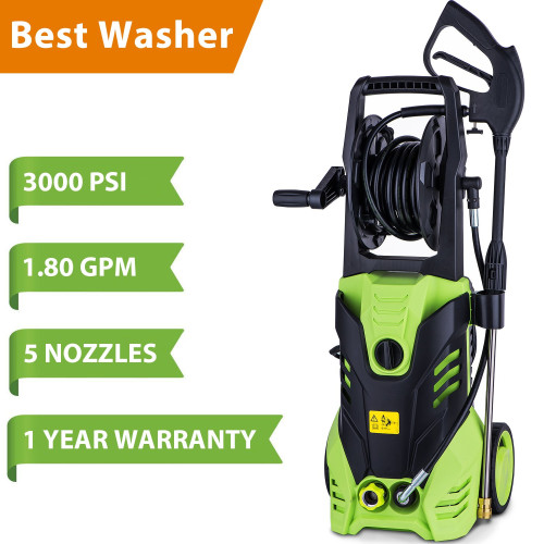 5 Nozzles 1800W Power Washer 1.80GPM Electric Pressure Washer Homdox 3000 PSI Pressure Washer 
