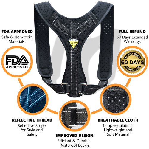 FDA Approved -1 Thoracic Kyphosis from Neck Back and Shoulder Posture Corrector for Men and Women Adjustable Upper Back Brace for Pain Relief Clavicle Support 