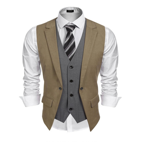Snagshout | Gotchicon Mens Fashion Slim Fit Suit Vests Double Layered ...