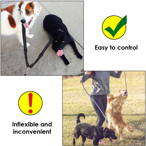 SlowTon Dog Leashes for 2 Dogs No Tangle Double Leash for Dogs Walking Training 360 ° Swivel Rotation Reflective Length Adjustable Dual Two Dog Lead Splitter 