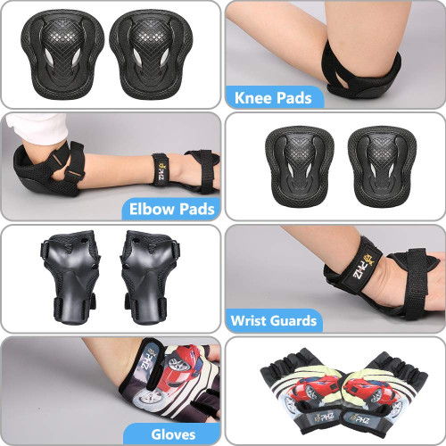 6xProtective Gear Set Knee Elbow Pads Wrist Guards Adult Kids Skateboard Cycling 