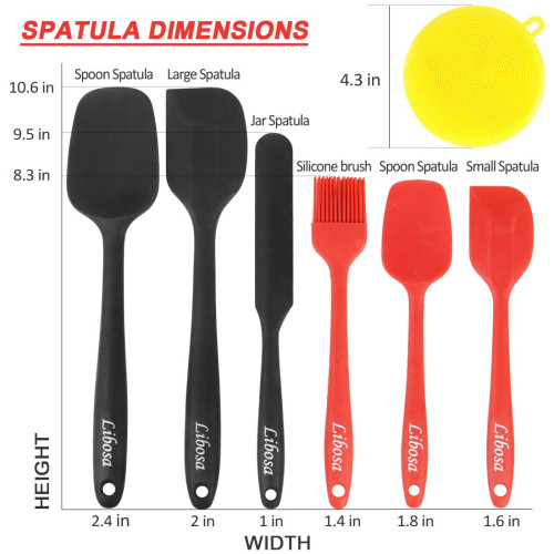 Snagshout  Silicone Spatula, 6 Piece of Rubber Spatula Set, Heat-Resistant Kitchen  Cooking Spatulas for Nonstick Cookware, One-piece Design Cooking, Baking  and Mixing Utensils, Ergonomic, Dishwasher Safe